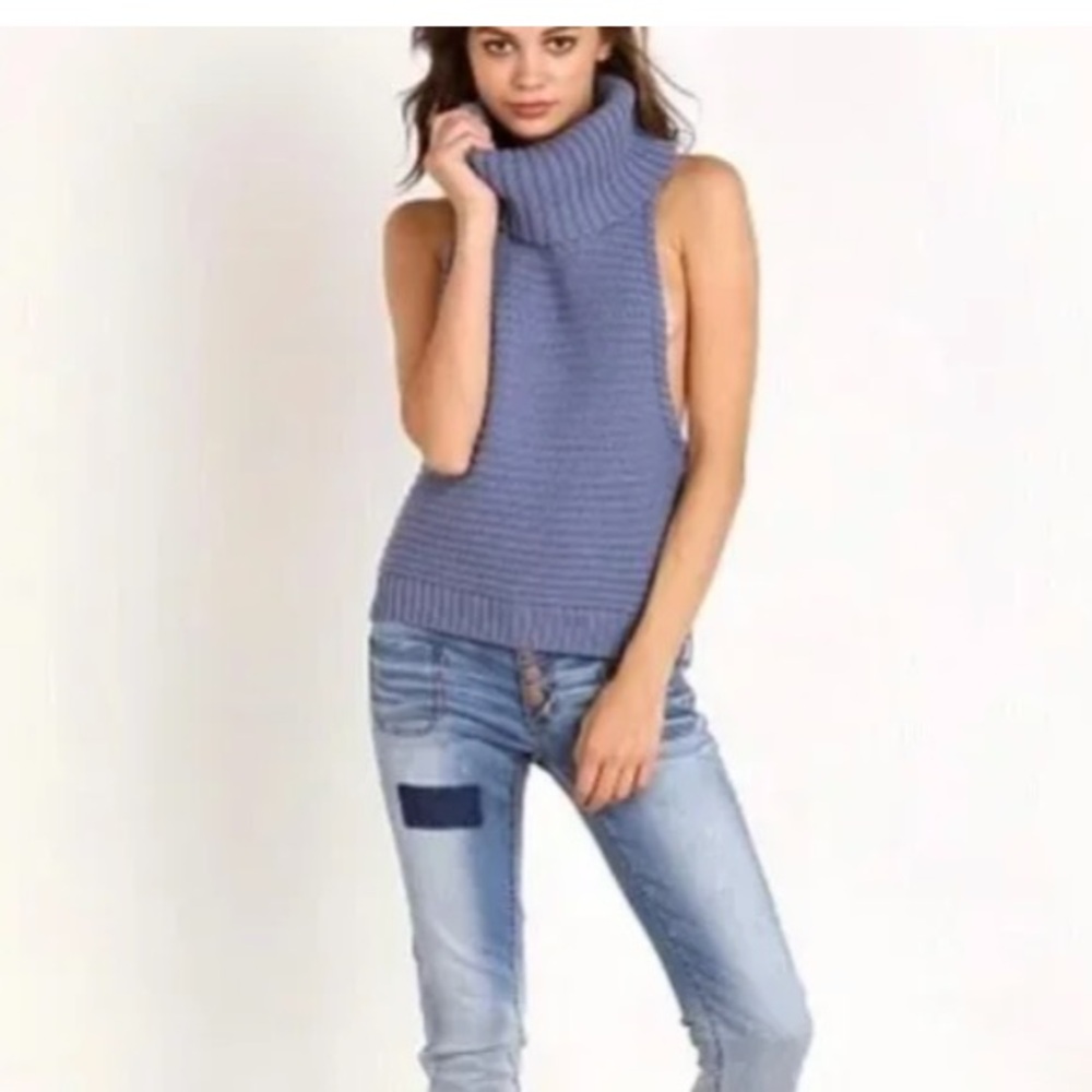 One Teaspoon Deep Blue Cowl Neck Sweater